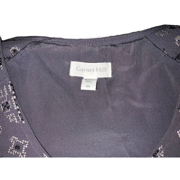 Garnet Hill Drop Waist Dress Women's 4 Gray Crepe Embroidered Art Deco Boho - Picture 3 of 11